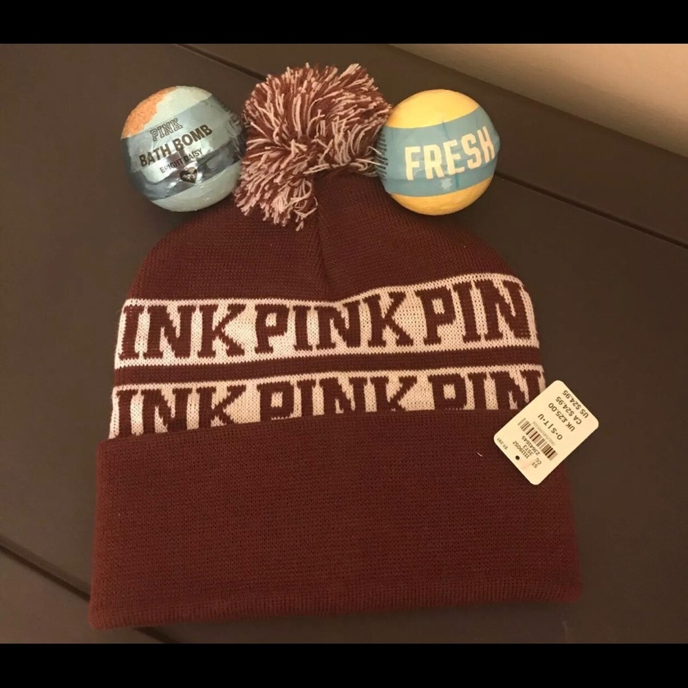 2 pink Beanies& 2 Bath Bombs